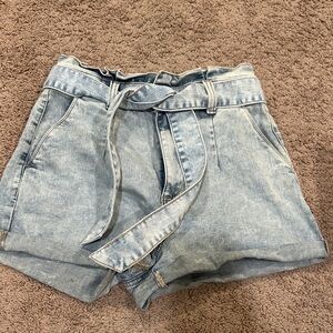 High waist tie shorts